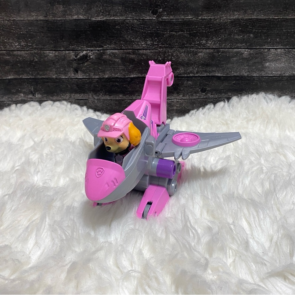 PAW PATROL SKYE TRANSFORMING RESCUE PLANE VEHICLE TOY PUP FIGURE PINK JET TOY